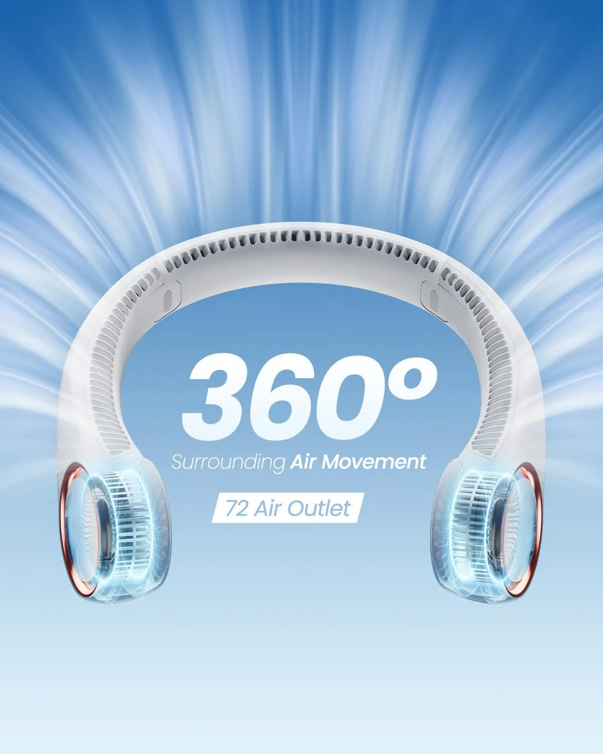 Gaiatop Portable Neck Fan Rechargeable, Hands-Free 360 Cooling, 17hrs Runtime, Battery Powered Personal Wearable Fan Quiet, Summer Outdoor Travel Essentials, Birthday Gifts for Women Men Teens, White