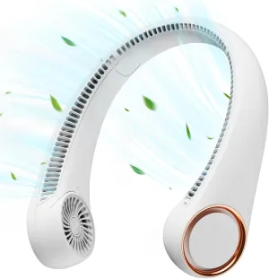 Gaiatop Portable Neck Fan Rechargeable, Hands-Free 360 Cooling, 17hrs Runtime, Battery Powered Personal Wearable Fan Quiet, Summer Outdoor Travel Essentials, Birthday Gifts for Women Men Teens, White Small bladeless fan for quiet cooling