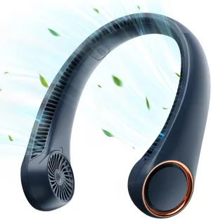 Gaiatop Portable Neck Fan Rechargeable, Hands-Free 360 Cooling, 17hrs Runtime, Battery Powered Personal Wearable Fan, Summer Outdoor Travel Essentials, Birthday Gifts for Men Women Teens, Navy Blue Small bladeless fan for quiet cooling