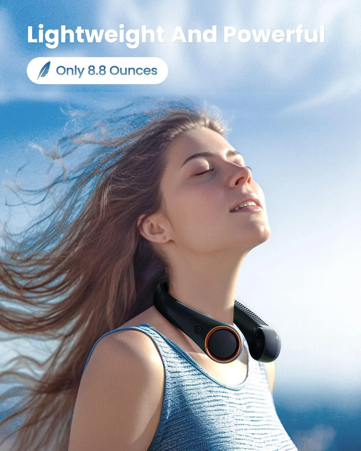 Gaiatop Portable Neck Fan Rechargeable, Hands-Free 360 Cooling, 17hrs Runtime, Battery Powered Personal Wearable Fan, Summer Outdoor Travel Essentials, Birthday Gifts for Men Women Teens, Navy Blue