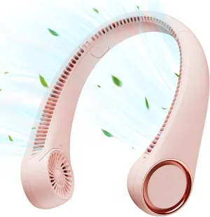 Gaiatop Portable Neck Fan Rechargeable, Hands-Free 360 Cooling, 17hrs Runtime, Battery Powered Personal Wearable Fan, Summer Outdoor Travel Essentials, Birthday Gifts for Women Mom Girls, Pink Battery-powered portable fan