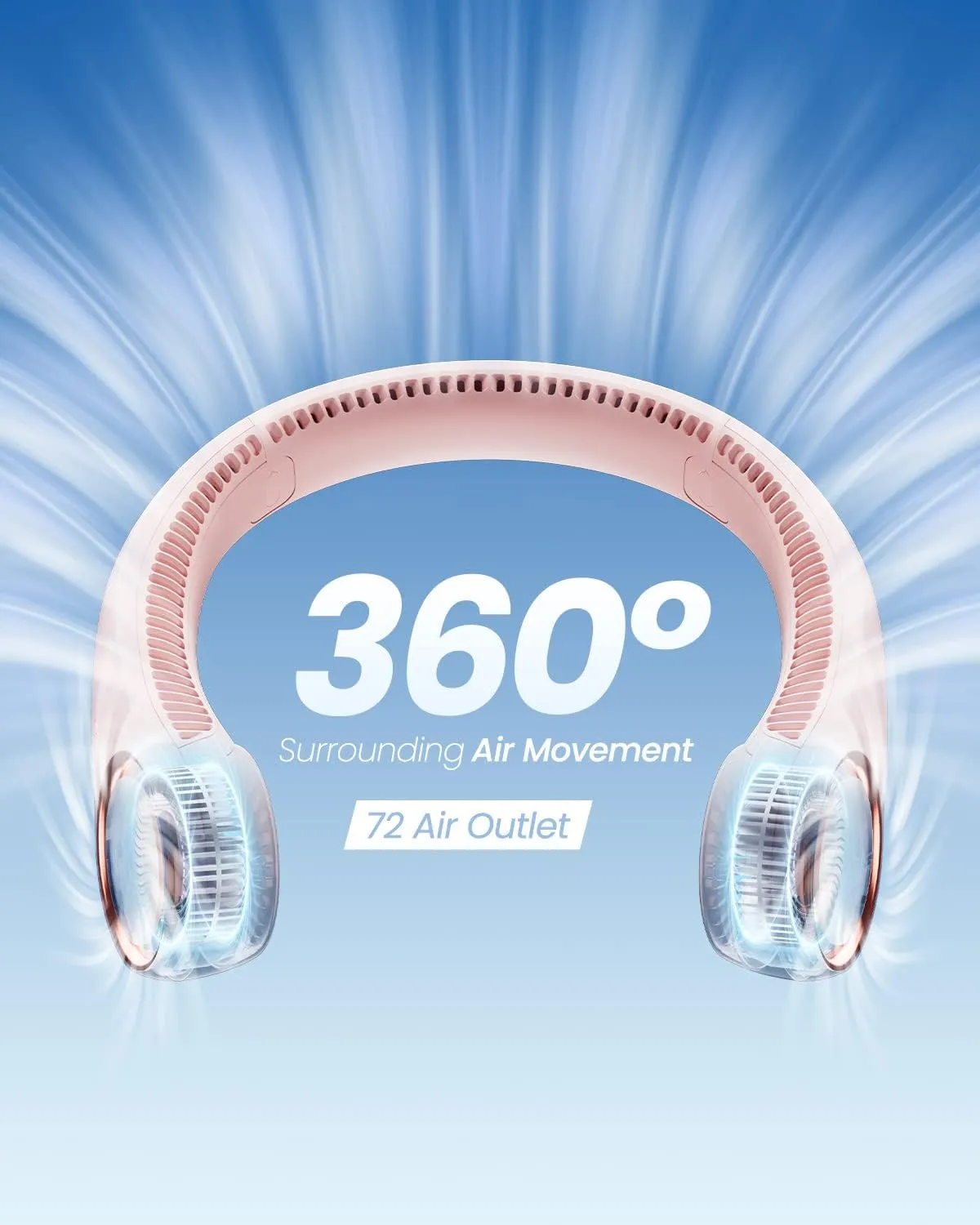 Gaiatop Portable Neck Fan Rechargeable, Hands-Free 360 Cooling, 17hrs Runtime, Battery Powered Personal Wearable Fan, Summer Outdoor Travel Essentials, Birthday Gifts for Women Mom Girls, Pink