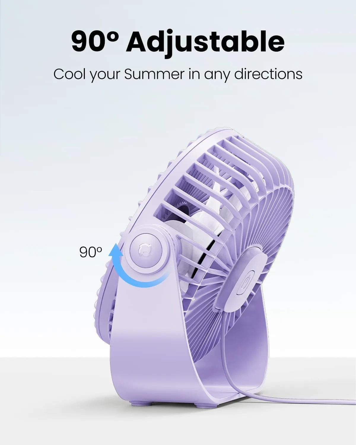 Gaiatop USB Desk Fan, 3 Speeds Strong Airflow, 5.5 Inch Portable 90 Rotate Quiet Cooling, Small Personal Table Fans for Bedroom Home Office Travel Purple