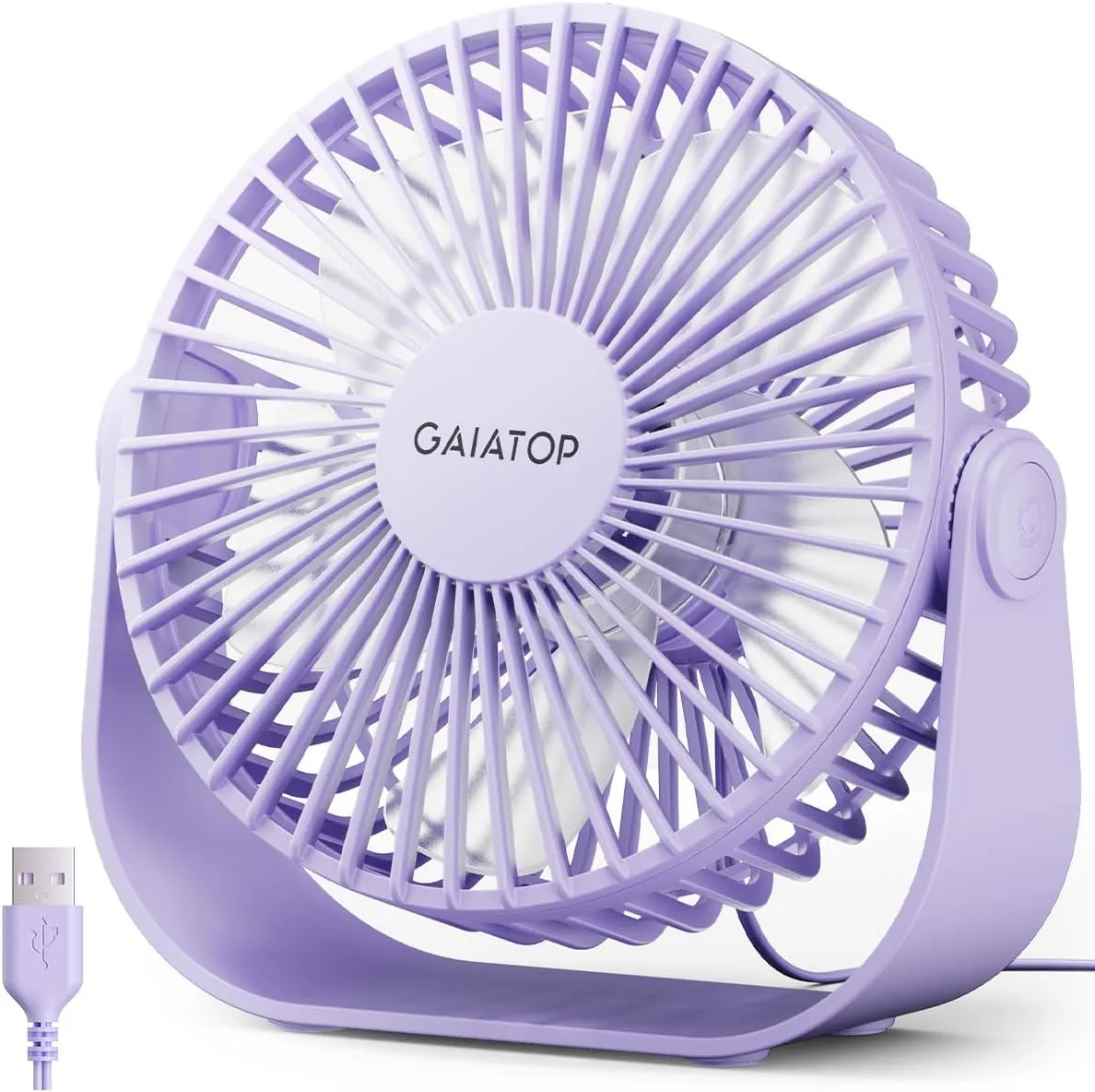 Gaiatop USB Desk Fan, 3 Speeds Strong Airflow, 5.5 Inch Portable 90 Rotate Quiet Cooling, Small Personal Table Fans for Bedroom Home Office Travel Purple Desktop fan with humidification feature