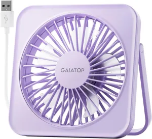 Gaiatop USB Desk Fan, 5 Inch Small Portable Table Desktop Fans with Strong Wind Ultra Quiet 3 Speeds and 180 Tilt Folding, Mini Personal Cooling Essentials For Office Home Bedroom Dorm Kitchen Purple USB desktop fan for workspace