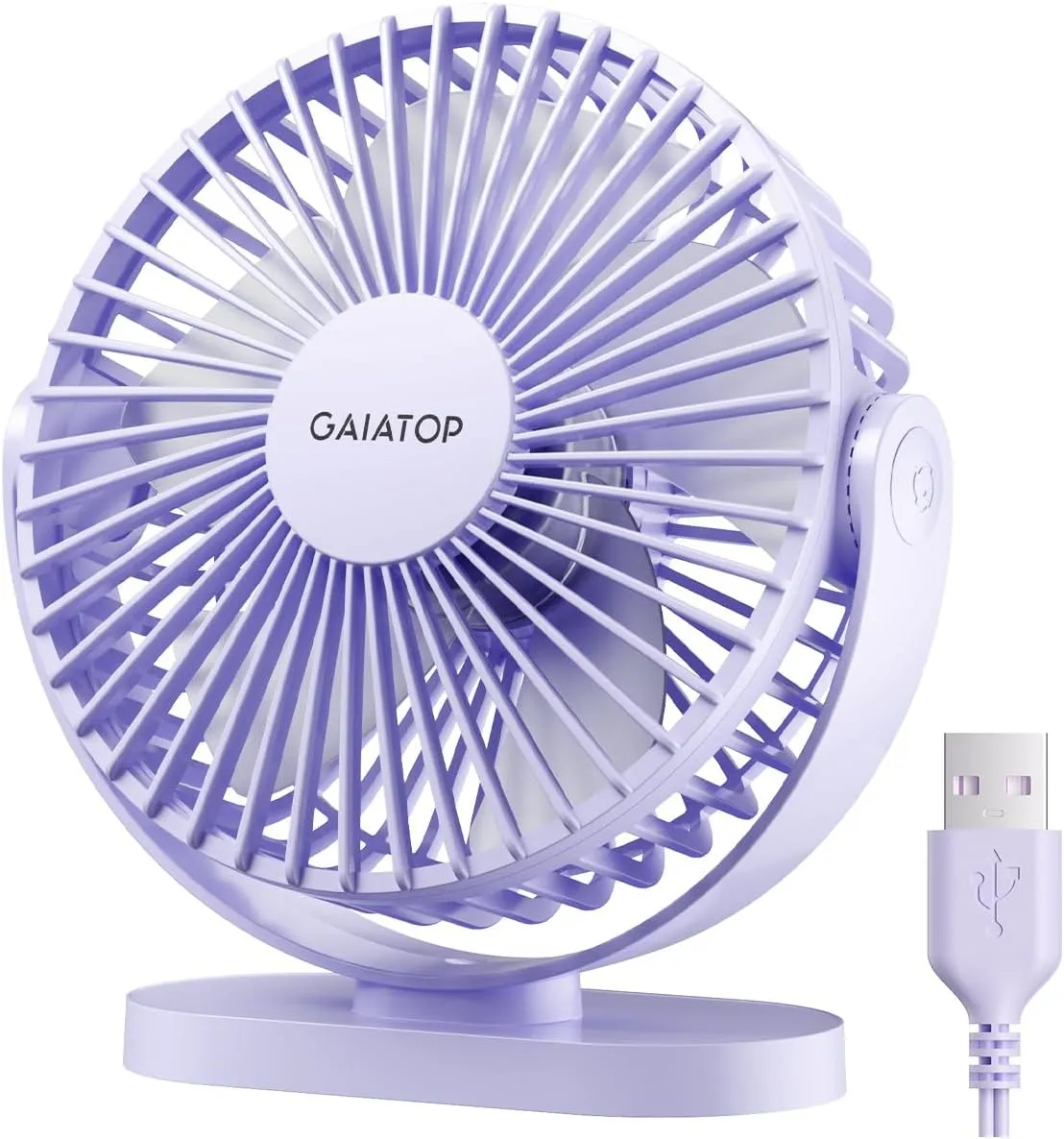 Gaiatop USB Desk Fan, 5.5 Inch Small Quiet Powerful 3 Speeds 90 Rotate, Personal Mini Portable Desktop Table Fans, Cooling for Home Office Car Travel Indoor Outdoor Purple USB desktop fan for workspace