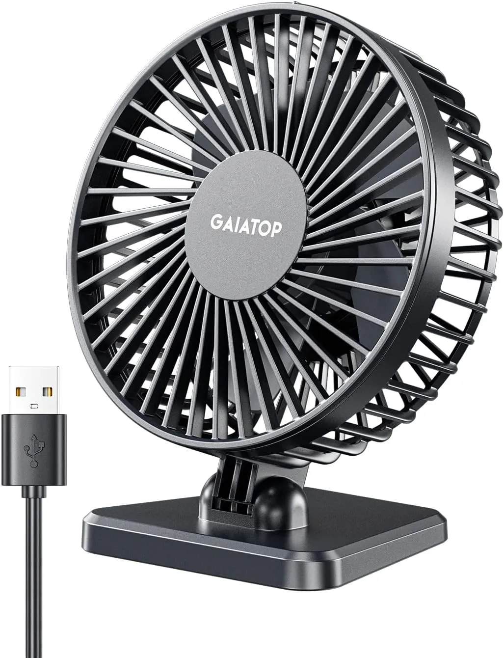 Gaiatop USB Desk Fan, Small But Powerful, Personal Portable Quiet 3 Speeds, Adjustable Mini Table Desktop fan for Cooling Home Office Car Summer Travel Gifts Black USB desktop fan for workspace