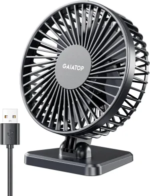 Gaiatop USB Desk Fan, Small But Powerful, Personal Portable Quiet 3 Speeds, Adjustable Mini Table Desktop fan for Cooling Home Office Car Summer Travel Gifts Black USB desktop fan for workspace