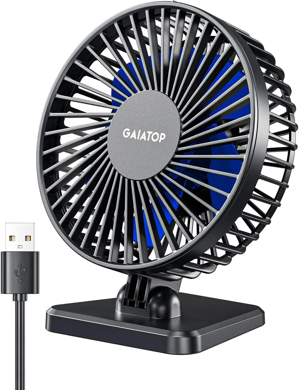 Gaiatop USB Desk Fan, Small But Powerful, Personal Portable Quiet 3 Speeds, Adjustable Mini Table Desktop fan for Cooling Home Office Car Summer Travel Gifts Blue USB desktop fan for workspace
