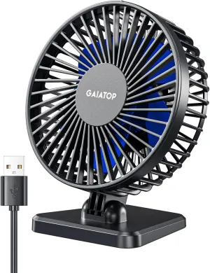 Gaiatop USB Desk Fan, Small But Powerful, Personal Portable Quiet 3 Speeds, Adjustable Mini Table Desktop fan for Cooling Home Office Car Summer Travel Gifts Blue USB desktop fan for workspace