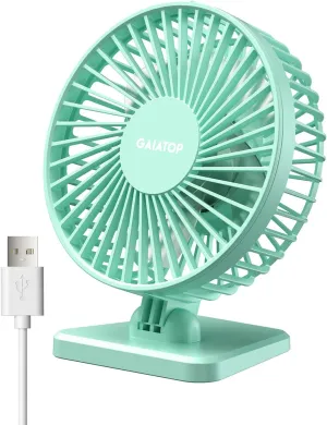 Gaiatop USB Desk Fan, Small But Powerful, Personal Portable Quiet 3 Speeds, Adjustable Mini Table Desktop fan for Cooling Home Office Car Summer Travel Gifts Green USB desktop fan for workspace