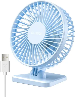 Gaiatop USB Desk Fan, Small But Powerful, Personal Portable Quiet 3 Speeds, Adjustable Mini Table Desktop fan for Cooling Home Office Car Summer Travel Gifts Light blue USB desktop fan for workspace