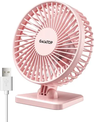 Gaiatop USB Desk Fan, Small But Powerful, Personal Portable Quiet 3 Speeds, Adjustable Mini Table Desktop fan for Cooling Home Office Car Summer Travel Gifts Pink USB desktop fan for workspace
