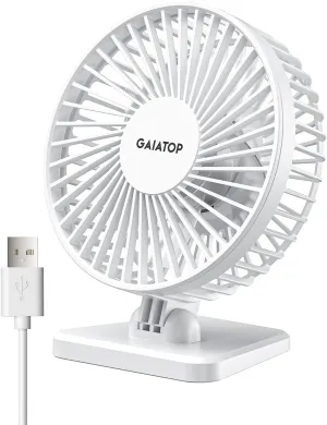 Gaiatop USB Desk Fan, Small But Powerful, Personal Portable Quiet 3 Speeds, Adjustable Mini Table Desktop fan for Cooling Home Office Car Summer Travel Gifts White USB desktop fan for workspace