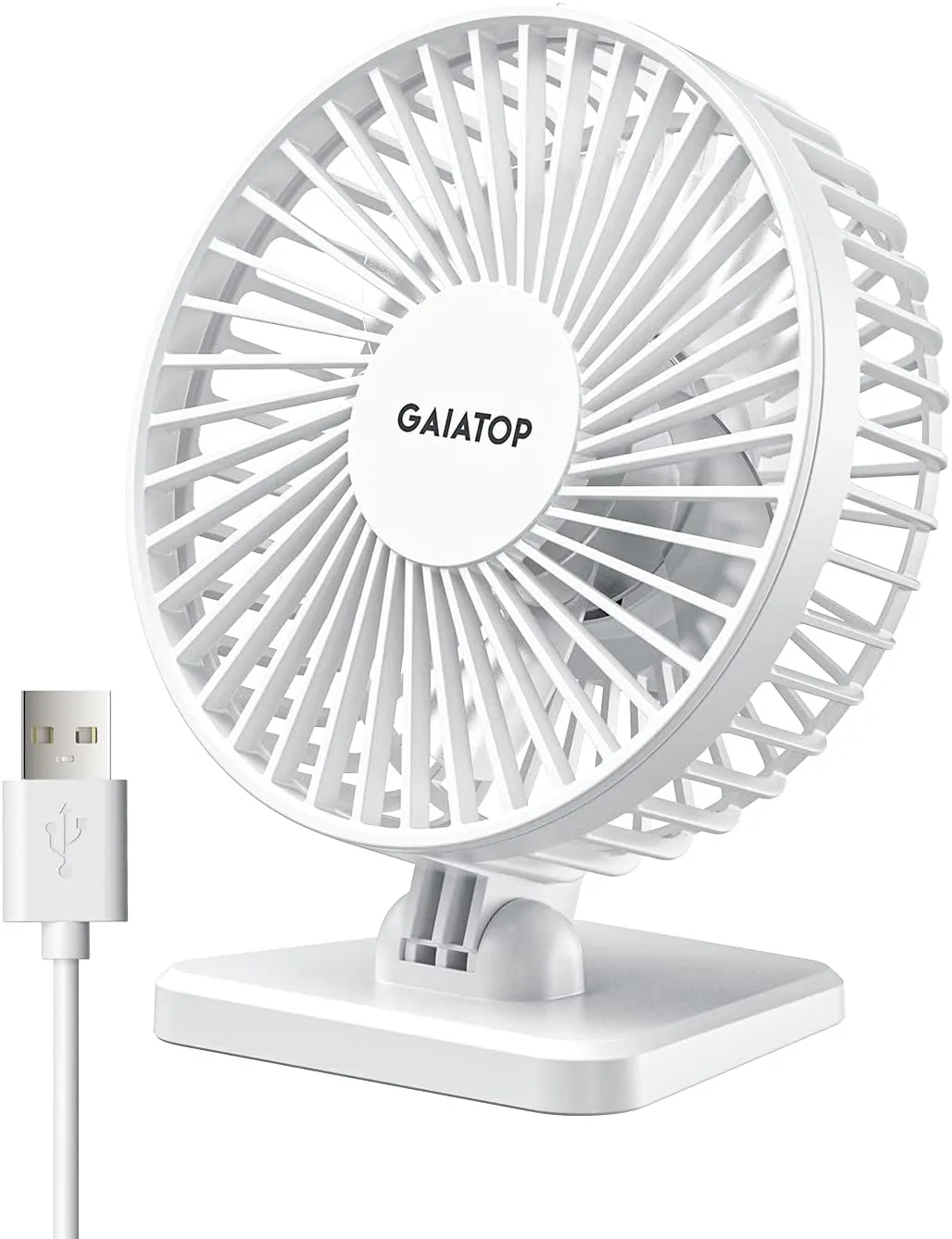 Gaiatop USB Desk Fan, Small But Powerful, Personal Portable Quiet 3 Speeds, Adjustable Mini Table Desktop fan for Cooling Home Office Car Summer Travel Gifts White USB desktop fan for workspace