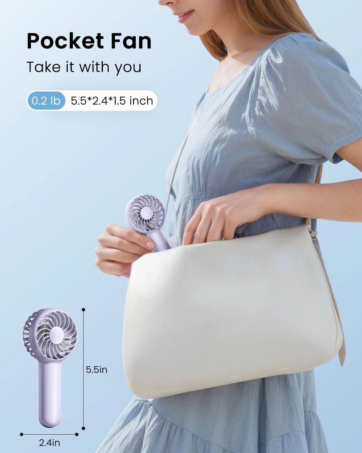 Gaiatop Mini Portable Handheld Fan, 3 Speed Powerful Battery Operated, Small USB Rechargeable Personal Fans for Makeup Eyelash, Camping Beach Airplane Travel Essentials for Women Girls Purple