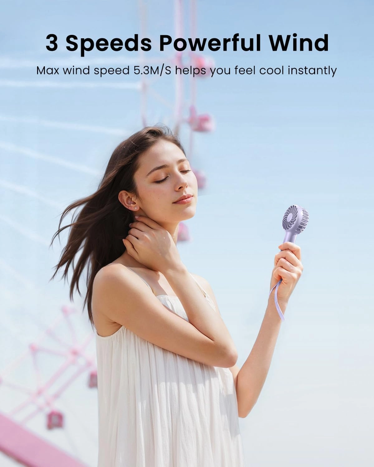 Gaiatop Mini Portable Handheld Fan, 3 Speed Powerful Battery Operated, Small USB Rechargeable Personal Fans for Makeup Eyelash, Camping Beach Airplane Travel Essentials for Women Girls Purple
