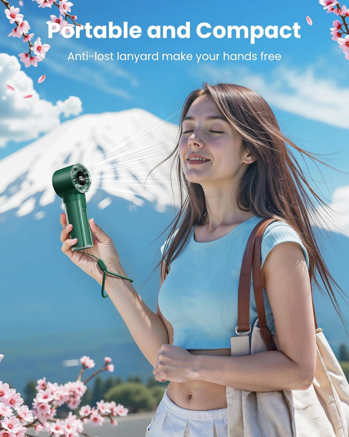 Gaiatop Portable Handheld Turbo Fan, 1-100 Adjustable High Speeds, 3-20Hrs Cooling Times, 4800mAh USB Rechargeable Portable Small Hand Fans with Lanyard for Outdoor, Travel, Concert, Home, Army Green