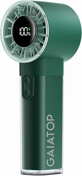 Gaiatop Portable Handheld Turbo Fan, 1-100 Adjustable High Speeds, 3-20Hrs Cooling Times, 4800mAh USB Rechargeable Portable Small Hand Fans with Lanyard for Outdoor, Travel, Concert, Home, Army Green Mini handheld fan for personal cooling