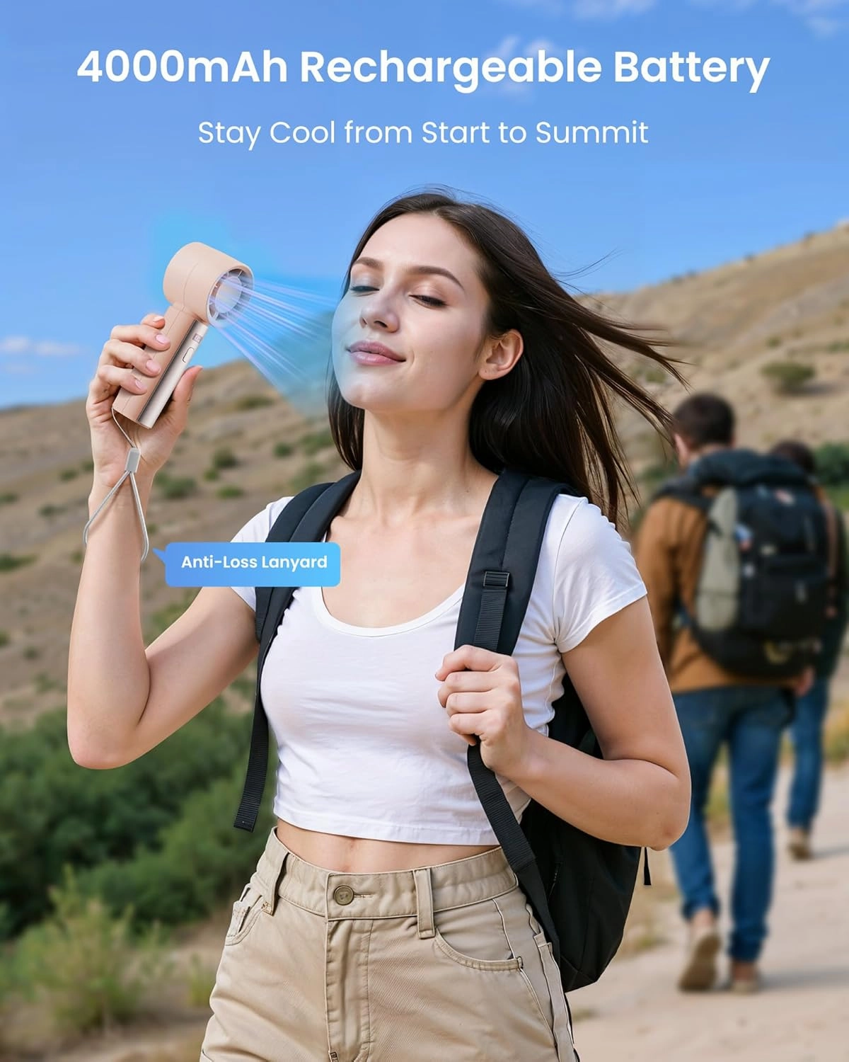 Gaiatop Small Handheld Personal Fan, Powerful High Speed Turbo Cooling, 4000mAh USB Rechargeable Battery Powered Mini Portable Fan for Travel, Outdoor Essentials, Summer Gifts for Women Girls, Pink