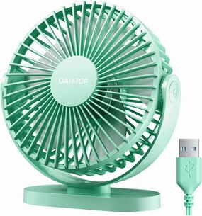 Gaiatop USB Desk Fan, 5.5 Inch Small Quiet Powerful 3 Speeds 90 Rotate, Personal Mini Portable Desktop Table Fans, Cooling for Home Office Car Travel Indoor Outdoor Green Mini handheld fan for personal cooling