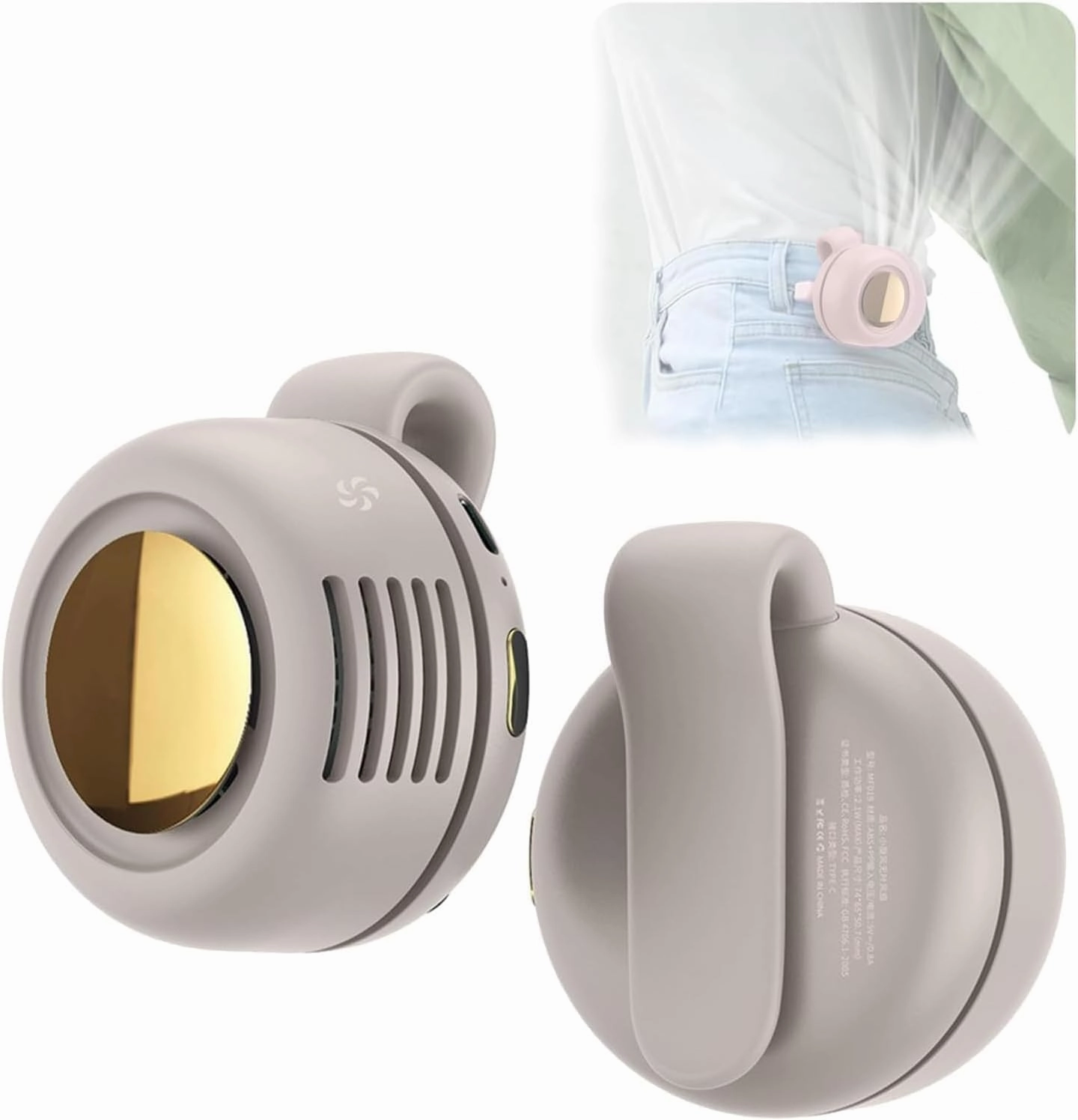 Gaukomzs Portable Silent Mini Bladeless Fan Clip On,3-Speed Clip-on Fan for Shirt and Waist, White Small bladeless fan for quiet cooling
