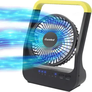 Gazeled Battery Powered Fan, Super Long Lasting Battery Powered Fans for Camping, Portable D-Cell Desk Fan with Timer, 3 Speeds, Whisper Quiet, 180 Rotation, for Office,Bedroom,Outdoor, 5'' Neck fan for hands-free comfort