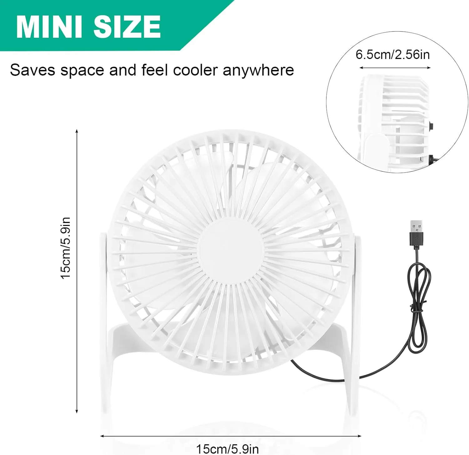 Geelin 4 Pcs Desk Fan 5 Inch Small Table Fan Desktop Fan USB Office Fan Speeds Portable Quiet Operation and 360 Degree Rotate, Convenient Carry Handle Personal Table Fan for Home, Office (Beige)