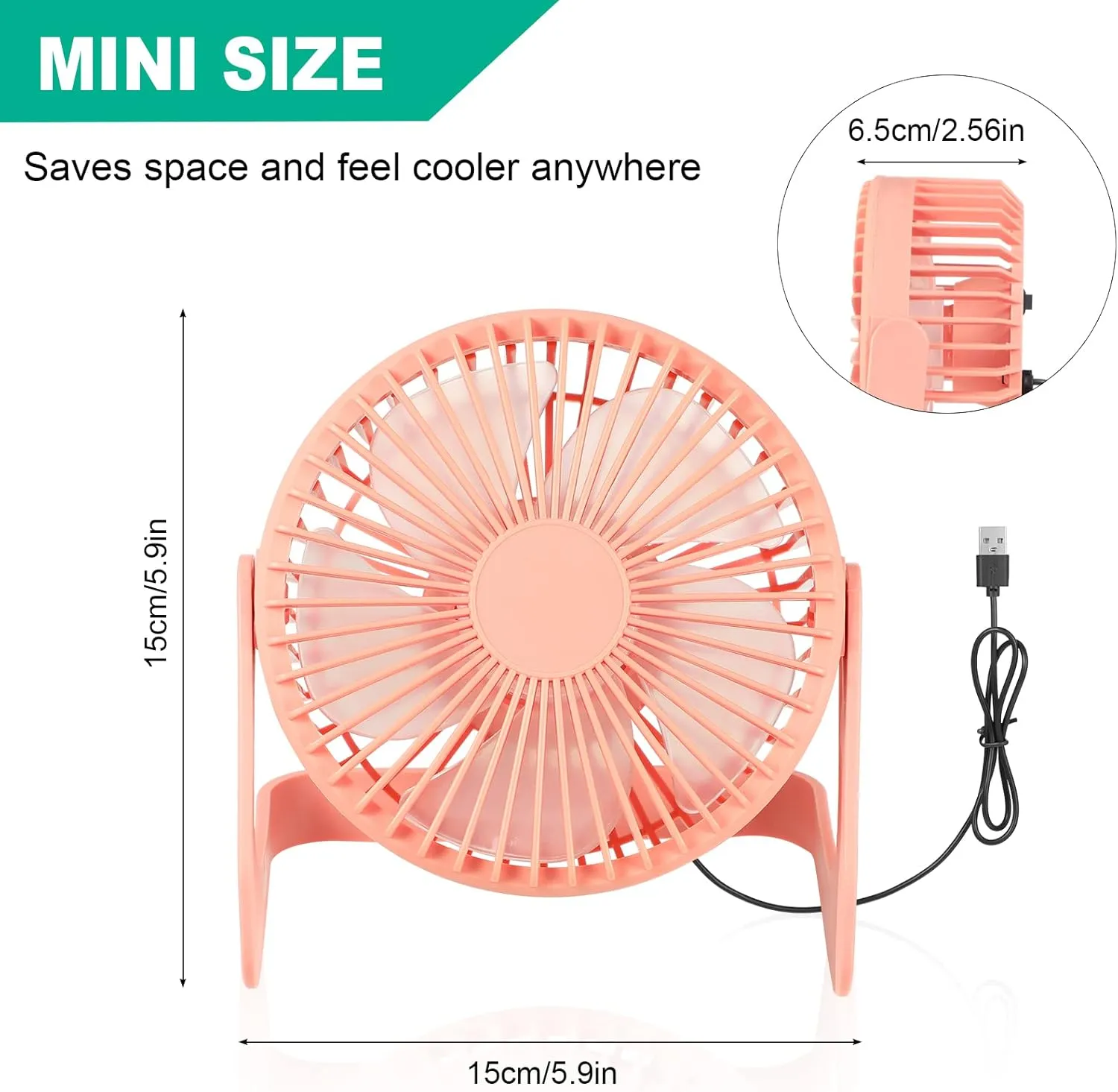 Geelin 4 Pcs Desk Fan 5 Inch Small Table Fan Desktop Fan USB Office Fan Speeds Portable Quiet Operation and 360 Degree Rotate, Convenient Carry Handle Personal Table Fan for Home, Office (Multi Color)