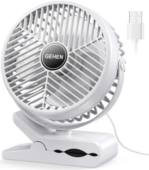 GEHEN Small Clip on Fan, 3-Speed Fan with Strong Airflow, USB-Powered Clip & Desk Fan with Sturdy Clamp, Ultra Quiet for Office Dorm Bedroom Stroller USB desktop fan for workspace