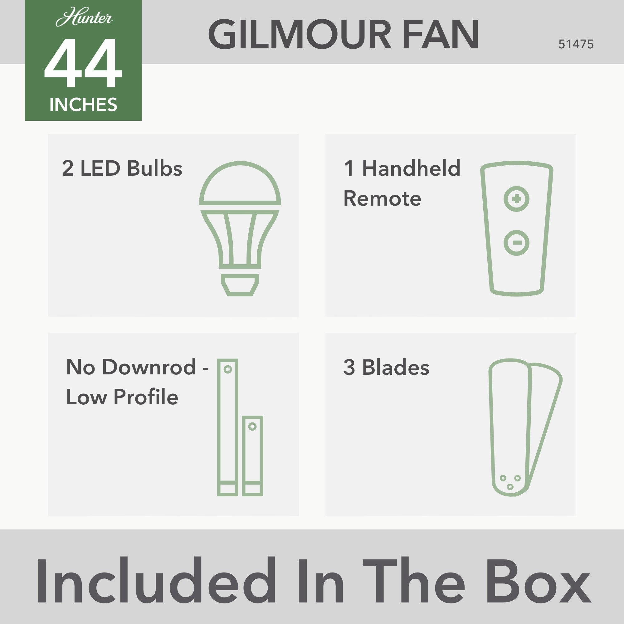 Gilmour 44"Ceiling Fan Matte Silver