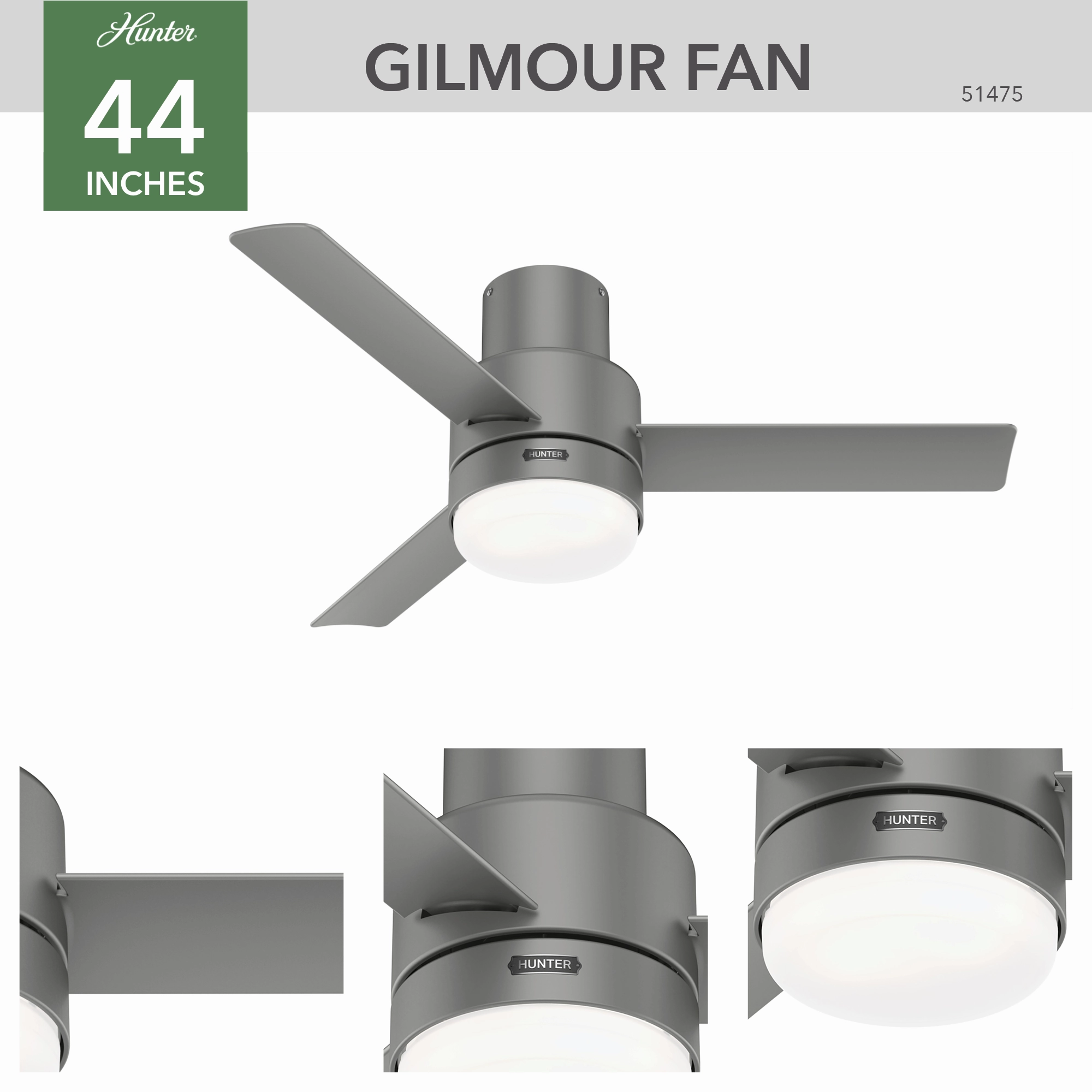Gilmour 44"Ceiling Fan Matte Silver