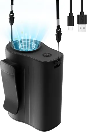 Girasol Portable Waist Fan Rechargeable with 100 Speeds 13300RPM Strong Airflow, 4000 mAh Hanging Neck Fan, Clip on Wearable Belt Fan for Camping, Outdoor, Jobsite, Travel(Balck) Waist-mounted portable fan for outdoor use
