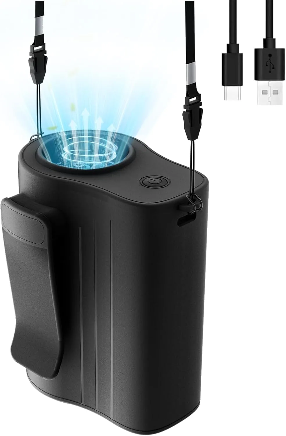 Girasol Portable Waist Fan Rechargeable with 100 Speeds 13300RPM Strong Airflow, 4000 mAh Hanging Neck Fan, Clip on Wearable Belt Fan for Camping, Outdoor, Jobsite, Travel(Balck) Waist-mounted portable fan for outdoor use