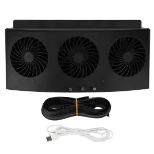 GLOGLOW Car Window Exhaust Fan, 4000 RPM 2 Levels Car Exhaust Fan Powered Low Noise Vehicle Ventilation Fan for General Types of Car Solar-powered car fan for ventilation