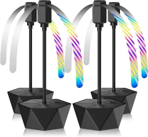 Grete Gotye 4-PC Table Food Fans, Flexible Goose-Neck Blades, Portable Battery Powered Fan for Home, Restaurant, Party, Picnic (Jet Black) Fan with safety blade design