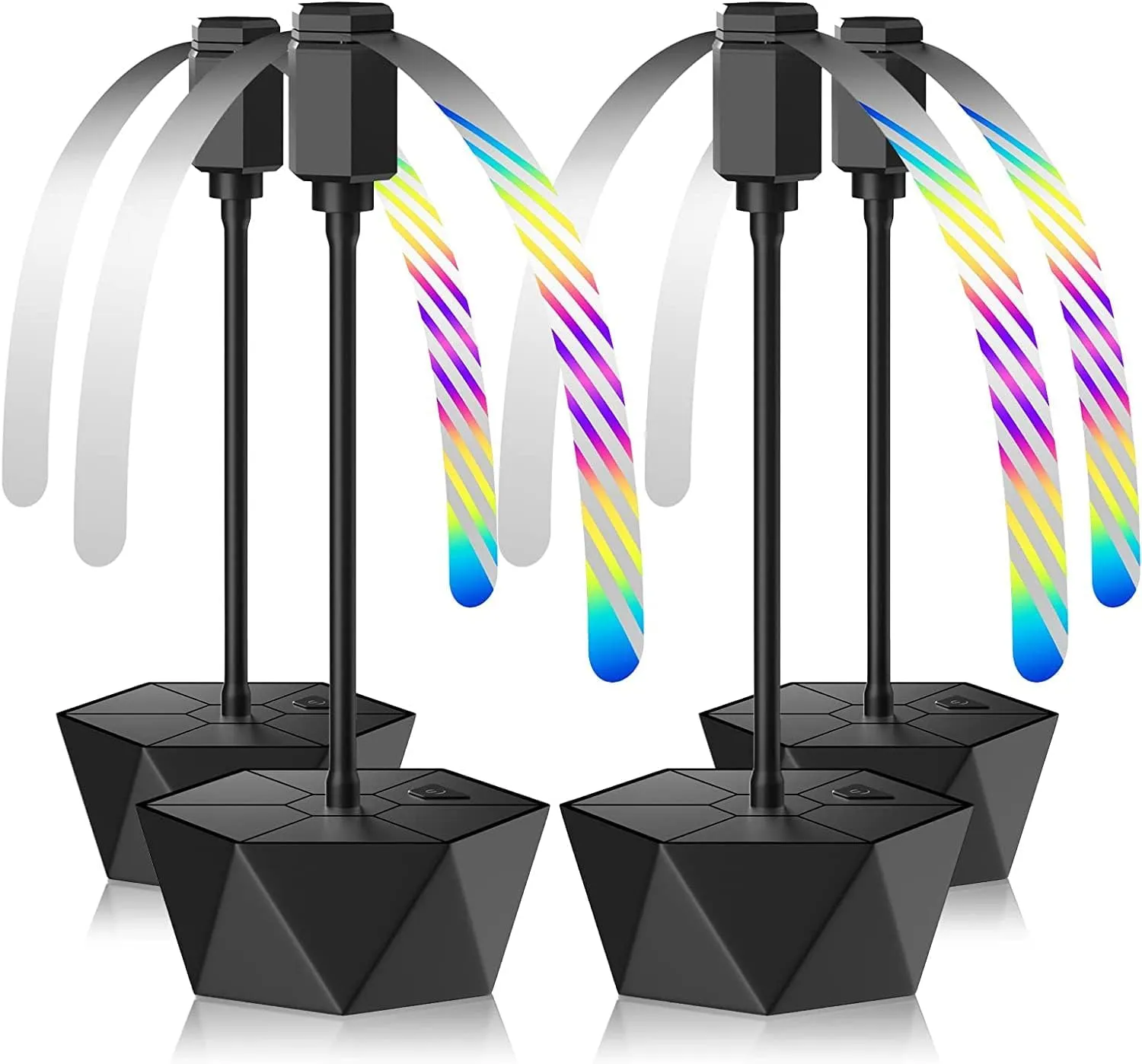 Grete Gotye 4-PC Table Food Fans, Flexible Goose-Neck Blades, Portable Battery Powered Fan for Home, Restaurant, Party, Picnic (Jet Black) Fan with safety blade design