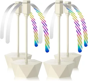 Grete Gotye Portable Battery Powered Fly Fans for Tables Up to 15 Hours Working Time, 4-Pack Indoor Outdoor Food Fan with Flexible Goose-Neck Blades for Home Restaurant Party Picnic Patio BBQ, Beige Fan with safety blade design