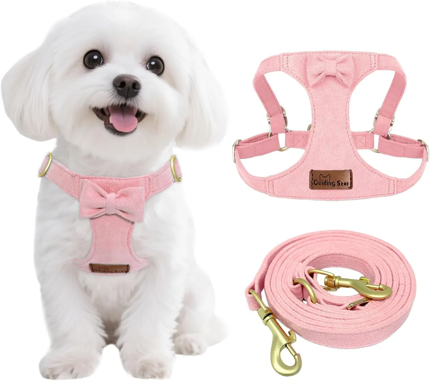 Guiding Star Puppy Harness and Leash Set, No Pull Lightweight Soft Adjustable Escape Proof Pet Harness Vest with Multifunction Dog Leash for Puppy Small Size Dog (Pink-S) Waist-mounted portable fan for outdoor use