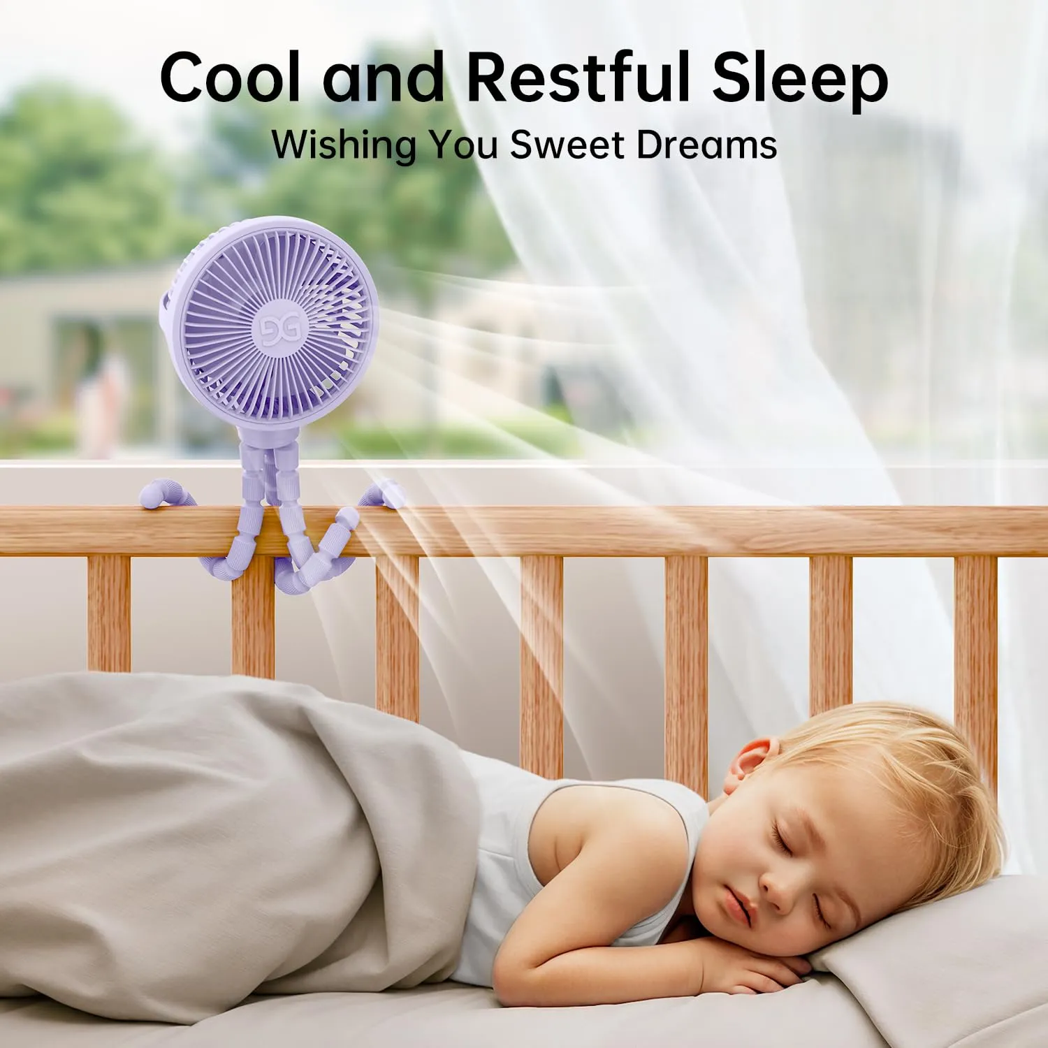 GUSGU Stroller Fan Clip on for Baby, Flexible Tripod & Rechargeable Battery, Small Personal Fan, Mini Portable Fan for Travel, Handheld, Car (Purple)