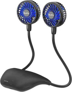 HandFan 10000mAh Neck Fan, 360 Rotation Hands Free Portable Fans for your Neck, 48h Lasting Rechargeable Battery Operated Wearable Necklace Personal Cool Fans for Travel/Disney/Sports/Cycling/Hiking 360-degree rotating fan for home use