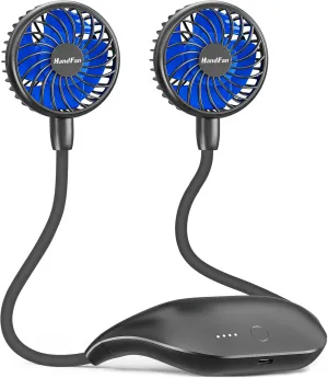 HandFan 10000mAh Portable Neck Fan Rechargeable, 48Hrs Long-Lasted Wearable Personal Fans, Hands Free Necklace Fans, Hanging Cooling Fan for Travel, Hiking, Fishing, Gifts for Women Men Neck fan for hands-free comfort