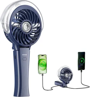 HandFan 4000mAh Upgraded Handheld Misting Fan, 50ml Water Tank, Rechargeable Personal Mister Fan Portable AC, Spray Water Mist Fans, Foldable Cooling Ice Fans for Beach Travel Outdoors(Royal Blue) Mini handheld fan for personal cooling