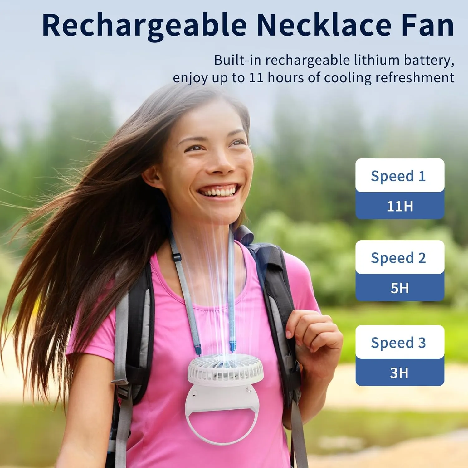 HandFan Handheld Mini Fan Rechargeable, Personal Necklace Fan, 3 in 1 Hand Fan, Small Pocket Fan with Unique Magnetic Switch, Battery Operated, for Travel Outdoor Makeup, Gifts for Women(White)