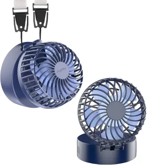 HandFan Mini Necklace Fan with Portable Charger/Makeup Mirror, Personal Hanging Neck Fan Rechargeable, Hands-Free Battery Operated Wearable Fan for Travel Outdoor Makeup(Blue) Neck fan for hands-free comfort