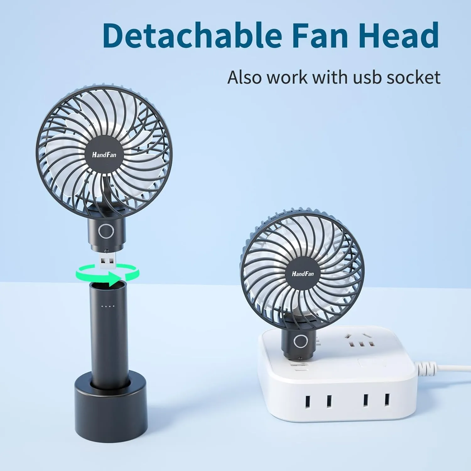 HandFan Portable Handheld Fan, Small Personal Hand Fan, Electric Mini Cooling Fans, USB Rechargeable Desk Fans for Travel Beach Makeup Office Disney, Gifts for Women(Black)