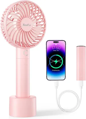 HandFan Portable Handheld Fan, Small Personal Hand Fan, Electric Mini Cooling Fans, USB Rechargeable Desk Fans for Travel Beach Makeup Office Disney, Gifts for Women(Pink) Mini handheld fan for personal cooling