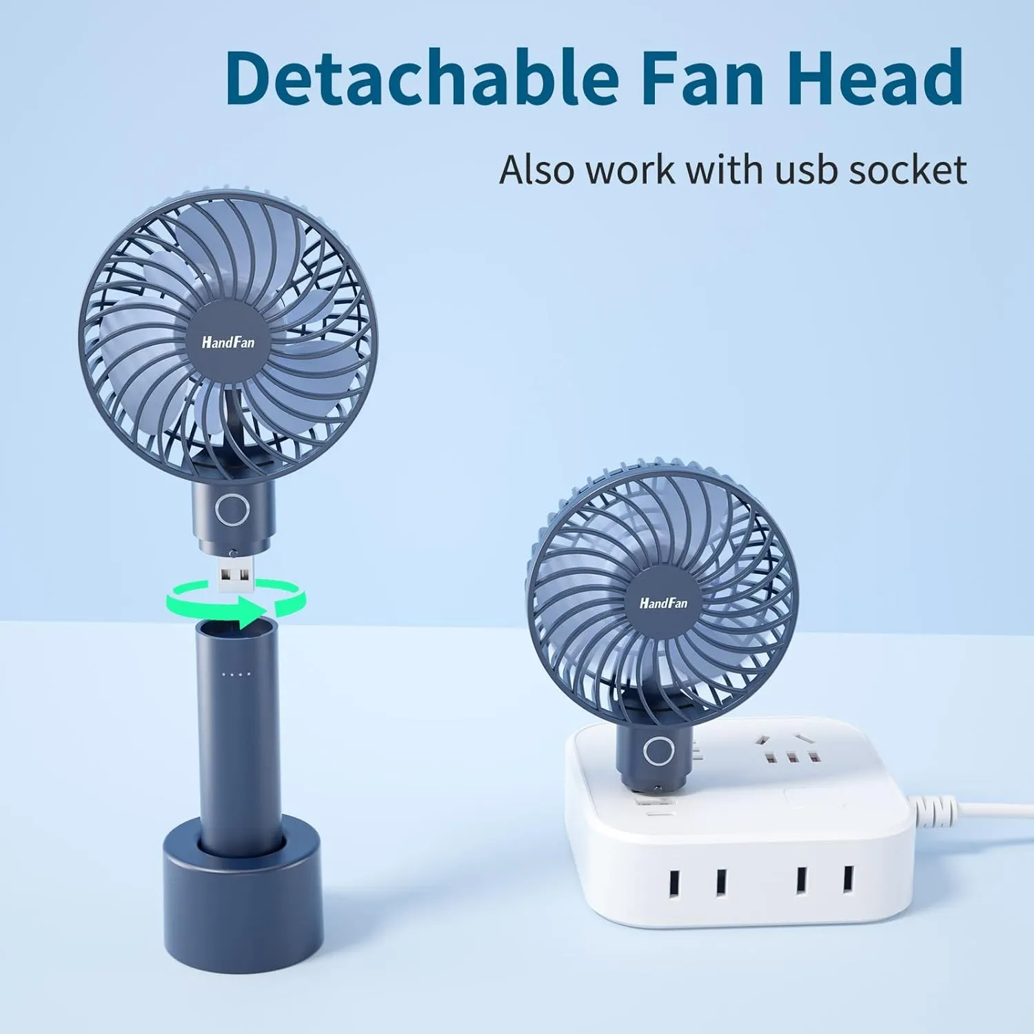 HandFan Portable Handheld Fan, Small Personal Hand Fan, Electric Mini Cooling Fans, USB Rechargeable Desk Fans for Travel Beach Makeup Office Disney, Gifts for Women(Royal Blue)