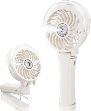 HandFan Upgraded Portable Handheld Misting Fan, Personal Mister Fan Rechargeable, Spray Water Mist Fans, Foldable Mini Cooling Hand Fans for Summer, Beach, Travel, Outdoors, Makeup, Disney(Beige) Mini handheld fan for personal cooling
