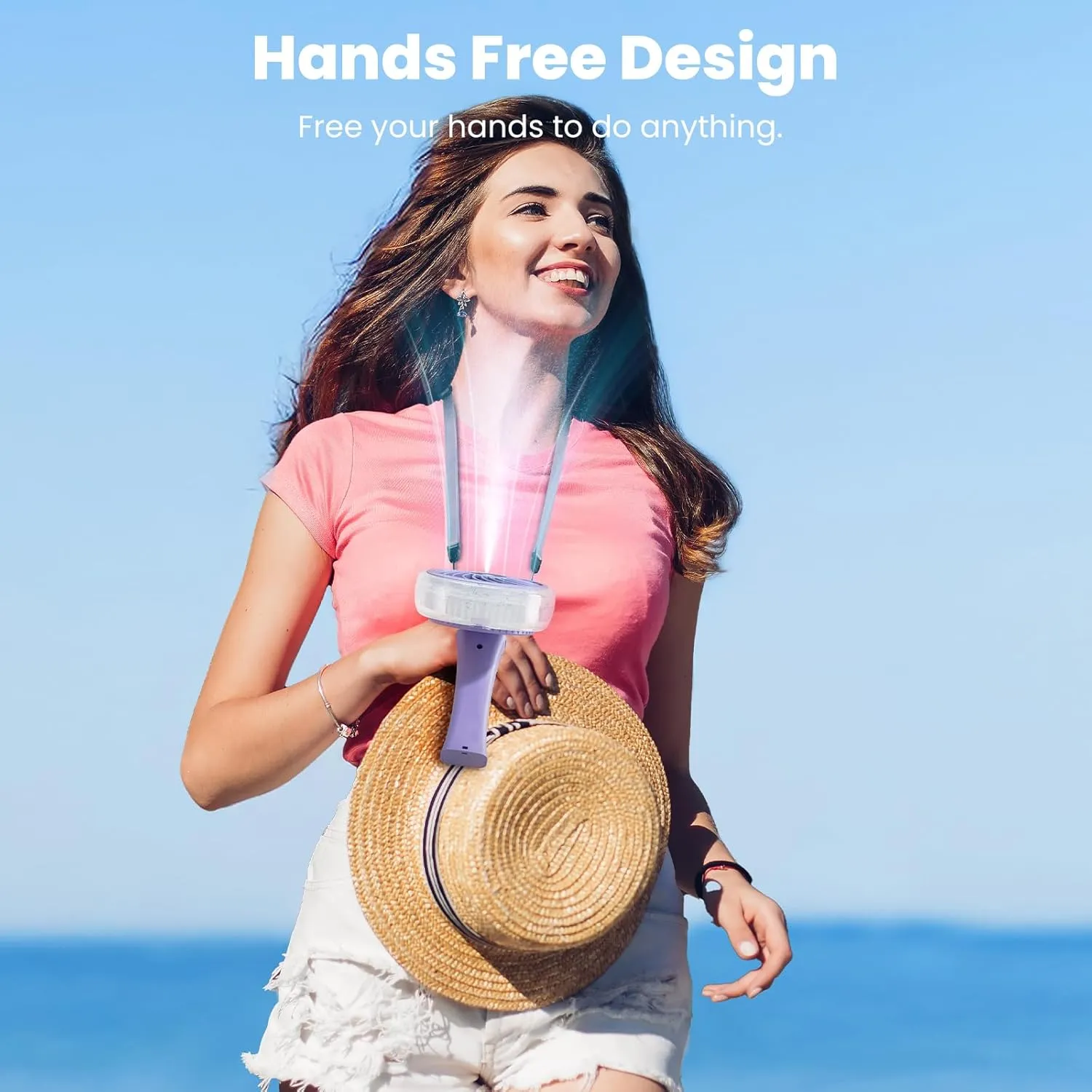 HandFan Upgraded Portable Handheld Misting Fan, Rechargeable Personal Mister Fan, Spray Water Mist Fans, Foldable Electric Mini Cooling Hand Fans for Beach Travel Disney Makeup(Light Purple)